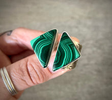 Load image into Gallery viewer, Malachite Open Face Wide Band Ring