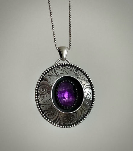 Amethyst Flourish Shadowbox Pendant