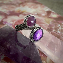 Load image into Gallery viewer, Pink Sapphire &amp; Amethyst Floral Wrap Ring