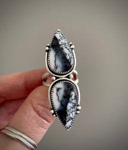Double Dendrite Opal Statement Ring