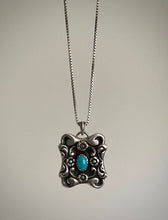 Load image into Gallery viewer, Kingman Turquoise Antique Floral Pendant
