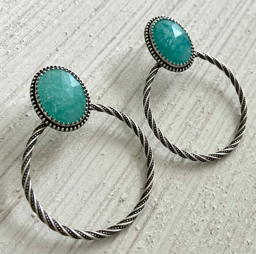 Amazonite Hoop Earrings