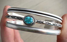 Load image into Gallery viewer, Hand Stamped Whitewater Turquoise Stack