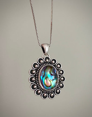 Abalone Quartz Circle Pendant