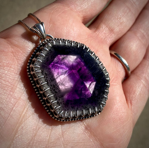 Trapiche Amethyst Slice Pendant