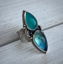 Load image into Gallery viewer, Peruvian Amazonite &amp; Belgian Fluorite Flourish Ring