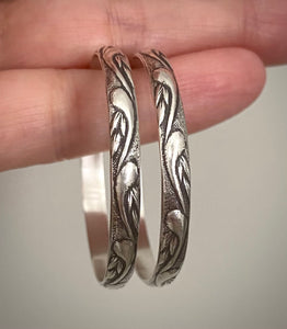 Patterned Silver Hoops