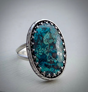 Floral Azurite Ring