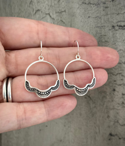 Small Hand Stamped Hoops