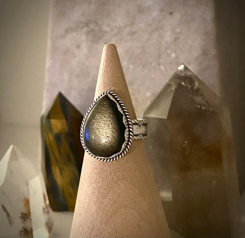 Golden Sheen Obsidian Ring