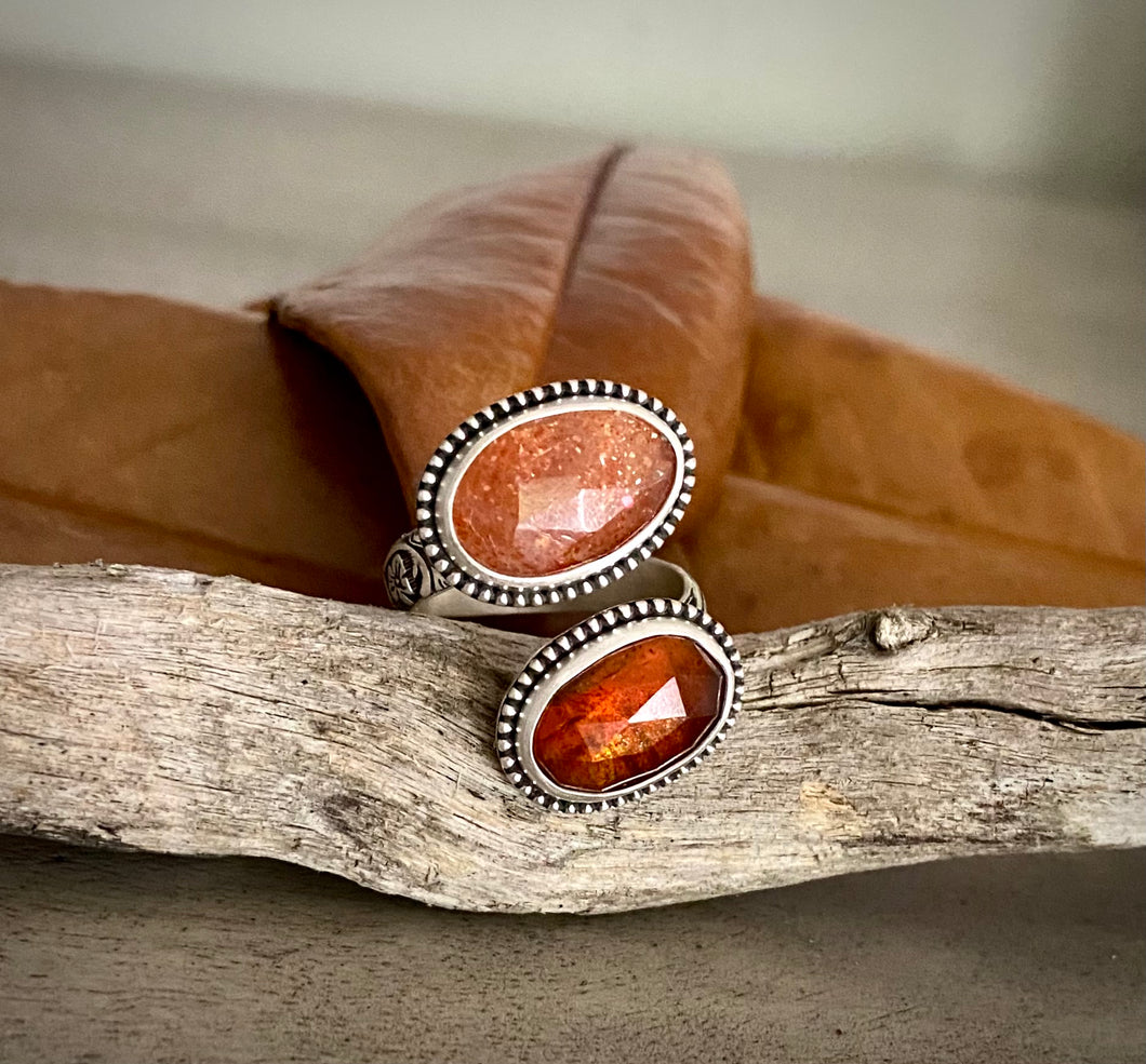 Orange Kyanite & Sunstone Wrap Ring