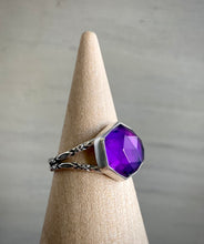 Load image into Gallery viewer, Faceted Amethyst Hex Ring