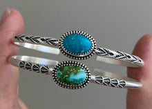Load image into Gallery viewer, Hand Stamped Blue Ridge Turquoise Cuff