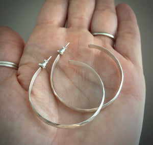 Patterned Silver Hoops