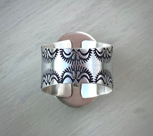 Howlite Stamped Wide Band Ring