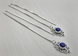 Lapis Lazuli Threader Earrings