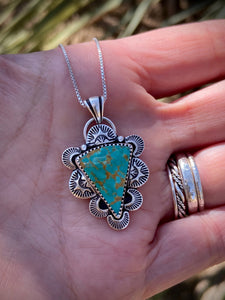 Hand Stamped Kingman Turquoise Pendant