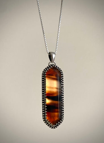 Montana Agate Elongated Hex Pendant