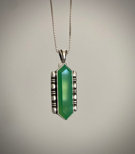 Chrysoprase Elongated Hex Pendant