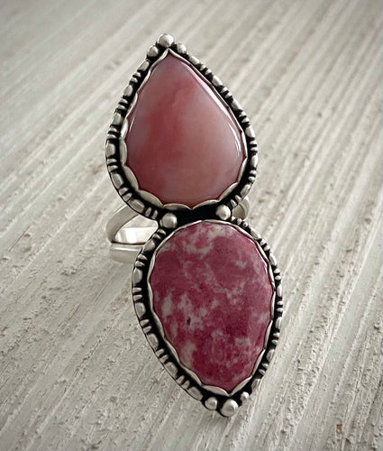 Pink Opal & Thulite Ring