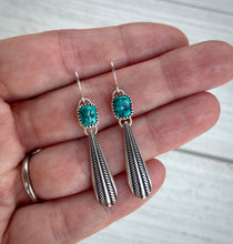 Load image into Gallery viewer, Fox Turquoise Braided Silver Drop Earrings
