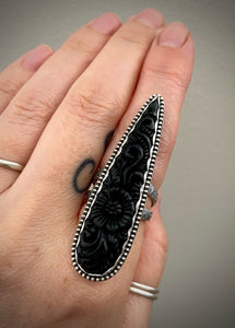 Reserved: Carved Floral Talon Ring