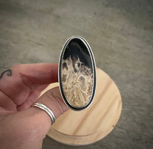 Petrified Palm Root Wide Band Ring