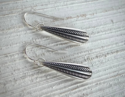 Braided Silver Drop Earrings