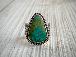 Hand Stamped Turquoise Mountain Wide Band Ring