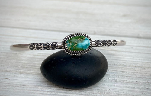 Hand Stamped Sonoran Mountain Turquoise Cuff