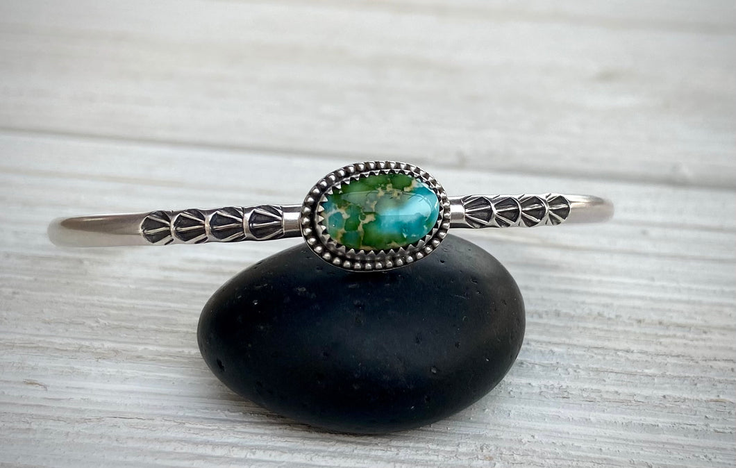 Hand Stamped Sonoran Mountain Turquoise Cuff