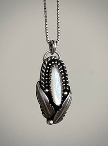 White Mother of Pearl Feather Pendant