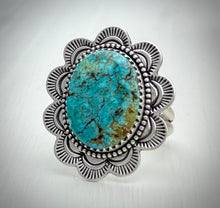 Load image into Gallery viewer, Hand Stamped Turquoise Mountain Ring
