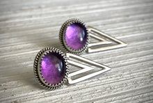 Load image into Gallery viewer, Amethyst Chevron Earrings