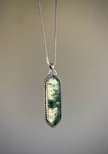 Load image into Gallery viewer, Moss Agate Elongated Hex Pendant