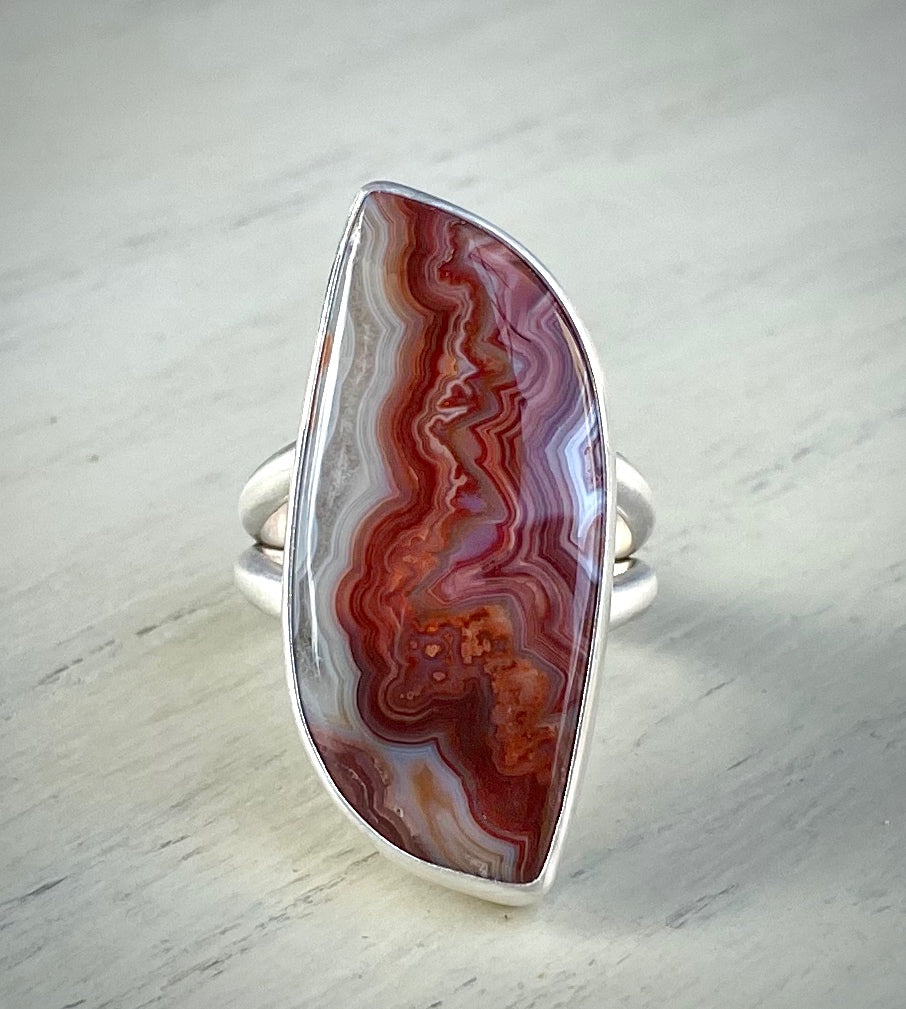 •Inferno• Crazy Lace Agate Ring
