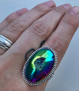 RESERVED: Rainbow Titanium Druzy Ring