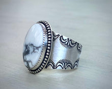 Load image into Gallery viewer, Howlite Stamped Wide Band Ring
