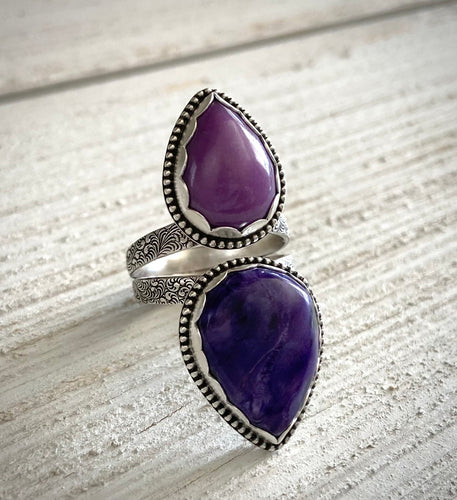 Charoite & Phosphosiderite Ring