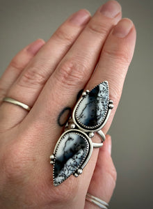 Double Dendrite Opal Statement Ring