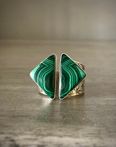 Malachite Open Face Wide Band Ring