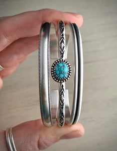 Hand Stamped Whitewater Turquoise Stack