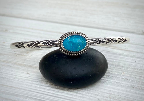 Hand Stamped Blue Ridge Turquoise Cuff