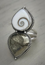 Load image into Gallery viewer, Shiva Shell &amp; Pyrite Druzy Ring