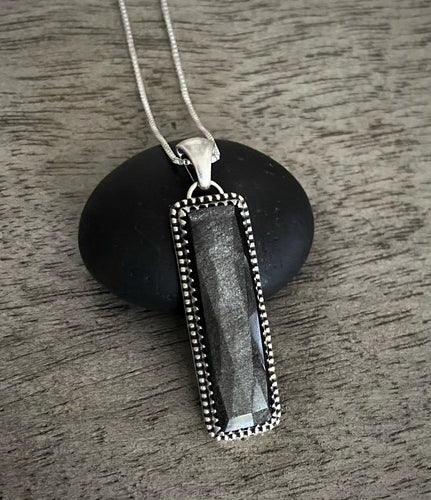 Silver Sheen Obsidian Pendant