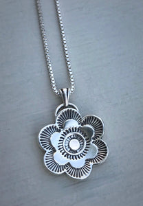 Hand Stamped Flower Necklace