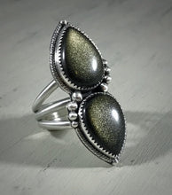 Load image into Gallery viewer, Golden Sheen Obsidian Ring