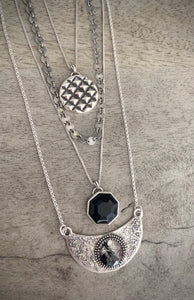 Black Tourmaline in Quartz Bib Necklace *Discounted*