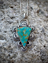 Load image into Gallery viewer, Hand Stamped Kingman Turquoise Pendant