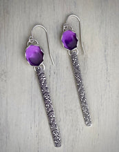 Load image into Gallery viewer, Stoned Amethyst Bar Earrings